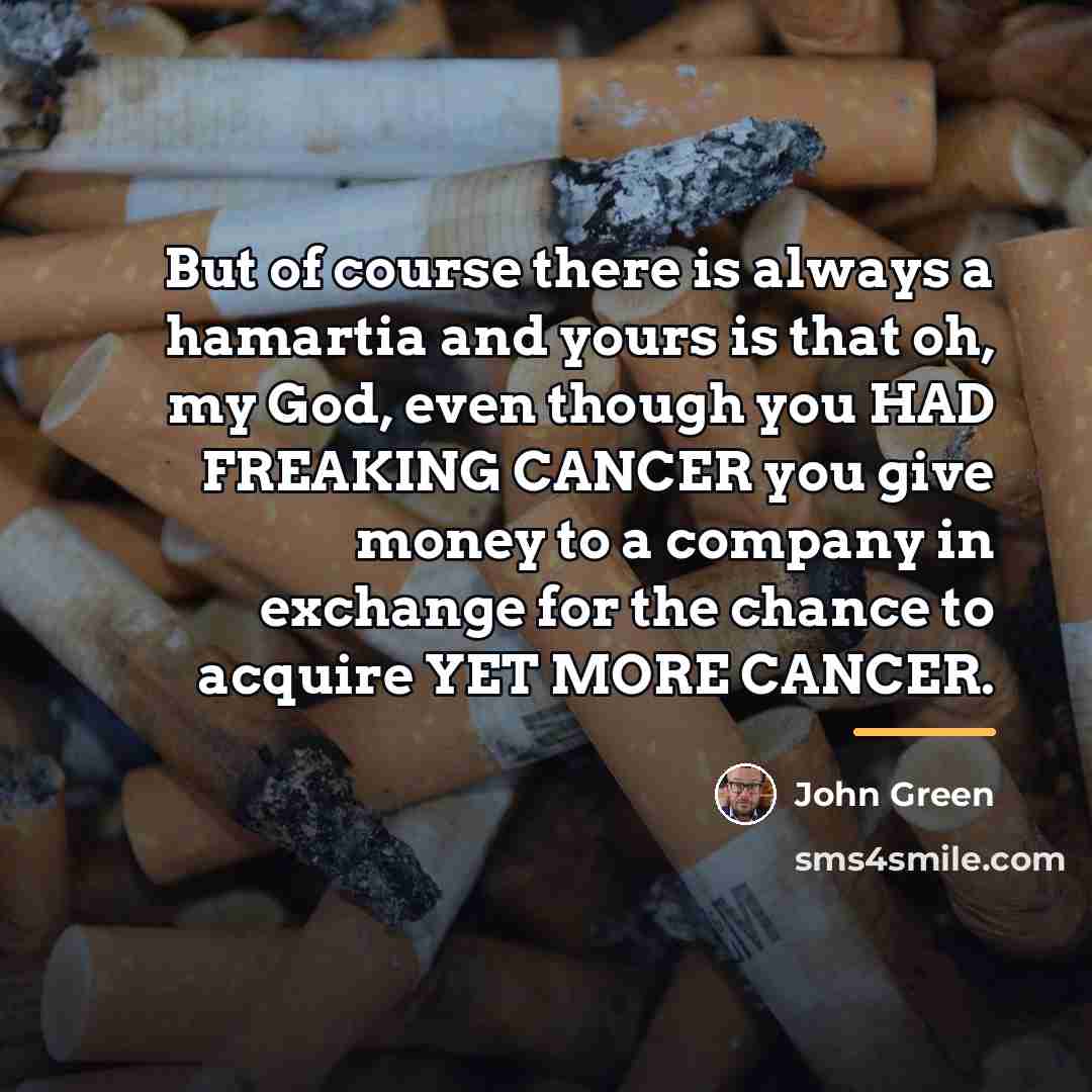 “But of course there is always a hamartia and yours…” quote by John Green