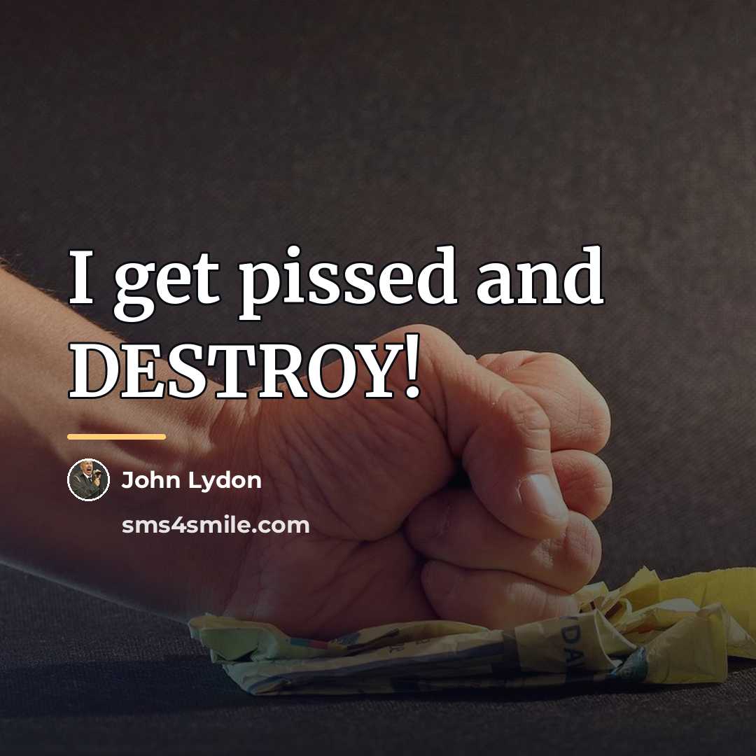 “I get pissed and DESTROY!…” quote by John Lydon