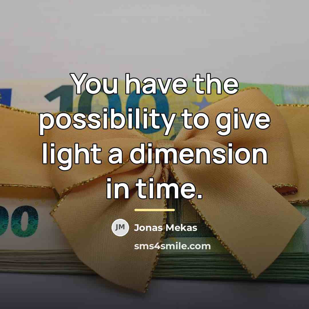 “You have the possibility to give light a dimension in…” quote by Jonas Mekas