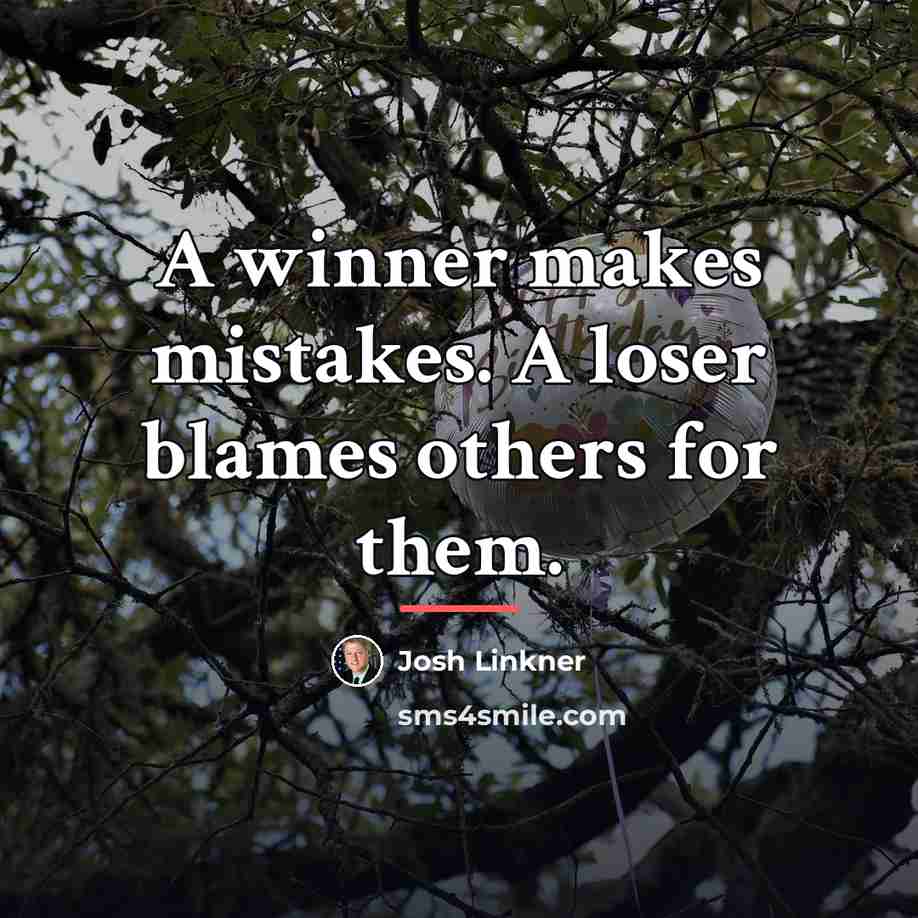 “A winner makes mistakes. A loser blames others for them.…” quote by Josh Linkner