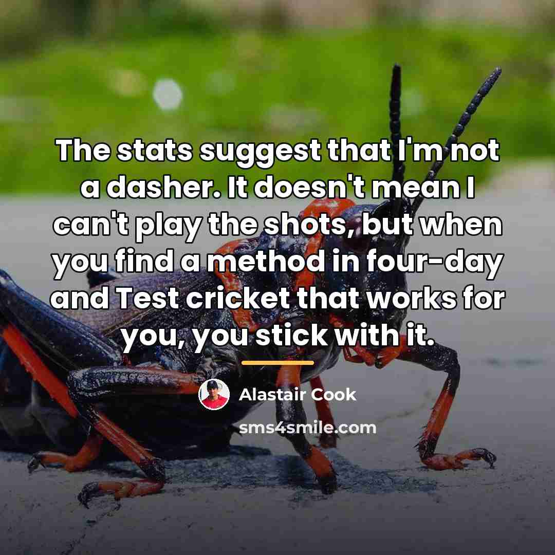 “The stats suggest that I'm not a dasher. It doesn't…” quote by Alastair Cook