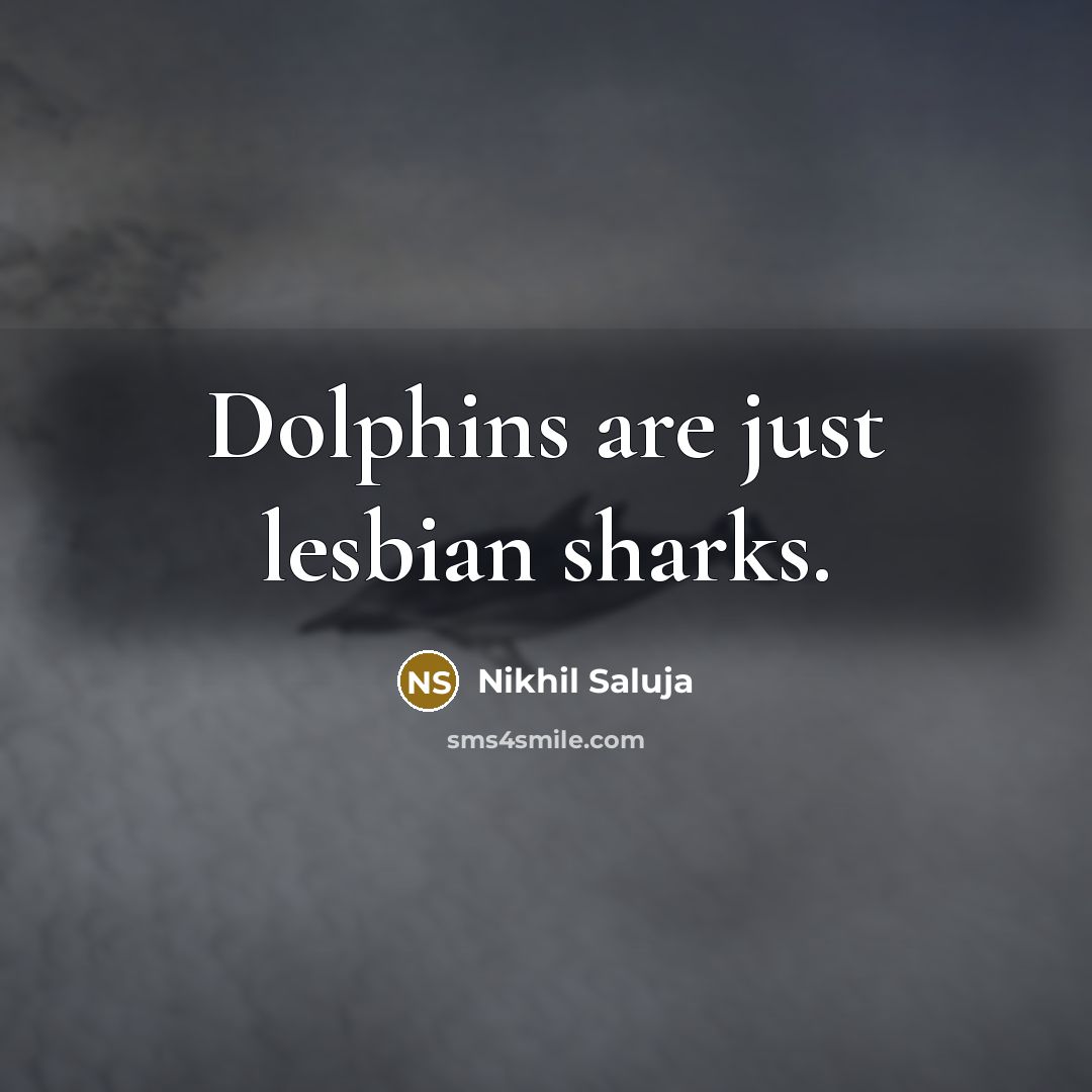“Dolphins are just lesbian sharks.…” quote by Nikhil Saluja