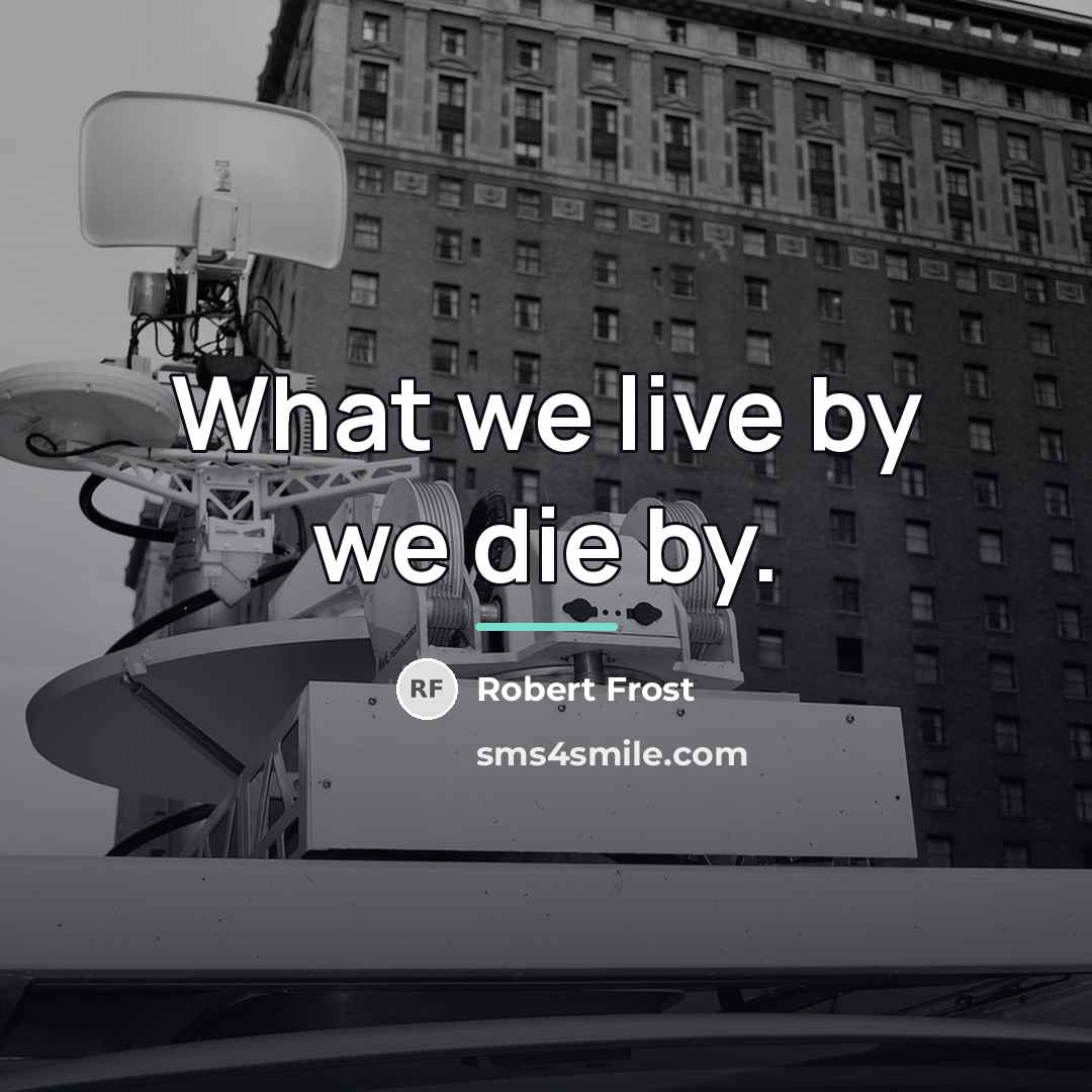 “What we live by we die by.…” quote by Robert Frost
