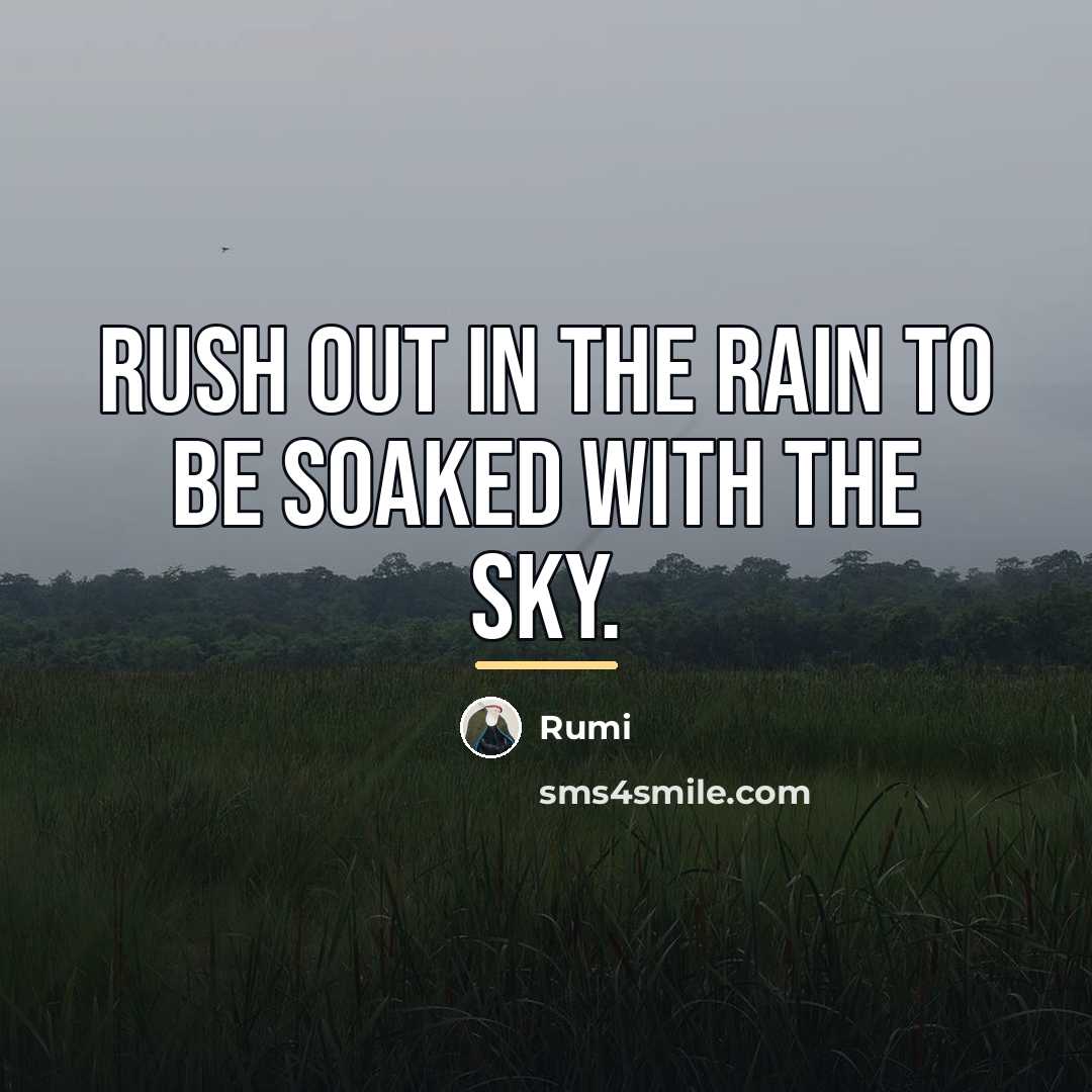“Rush out in the rain to be soaked with the…” quote by Rumi