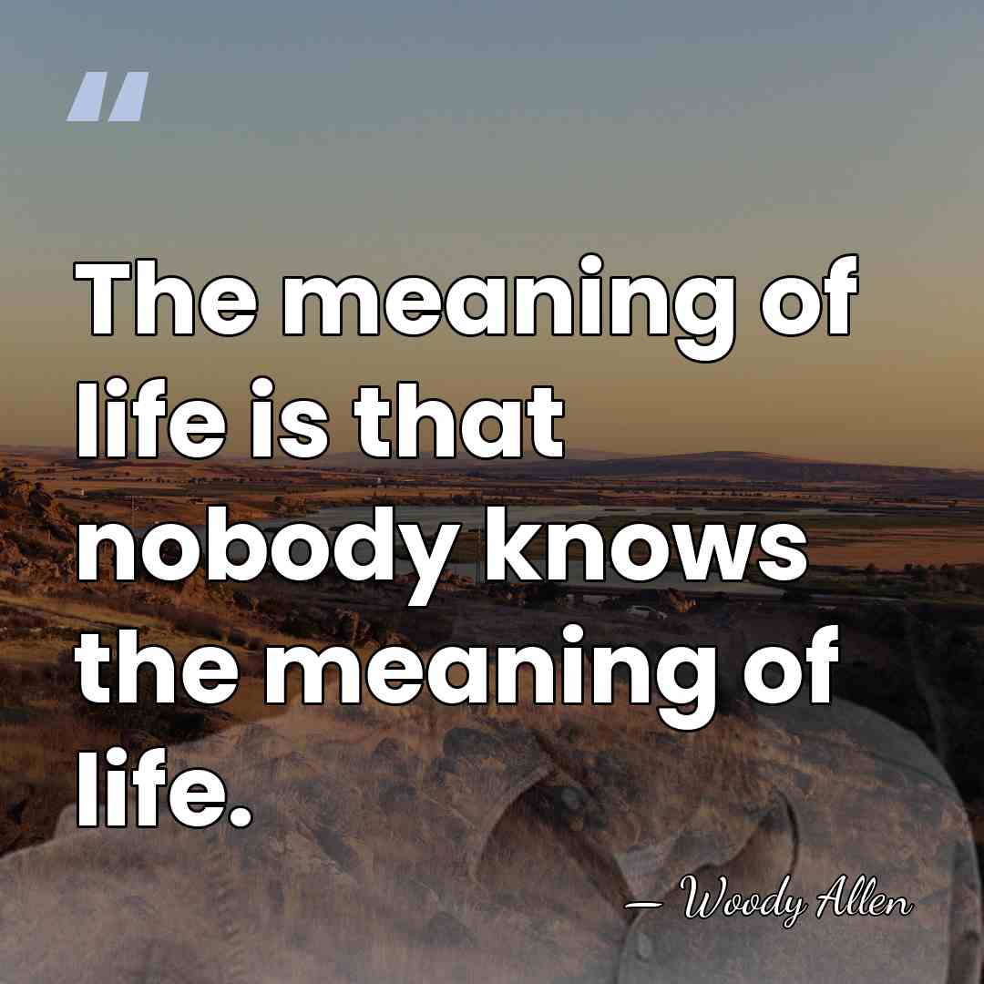 The meaning of life is that nobody knows the meaning of life. - Woody Allen