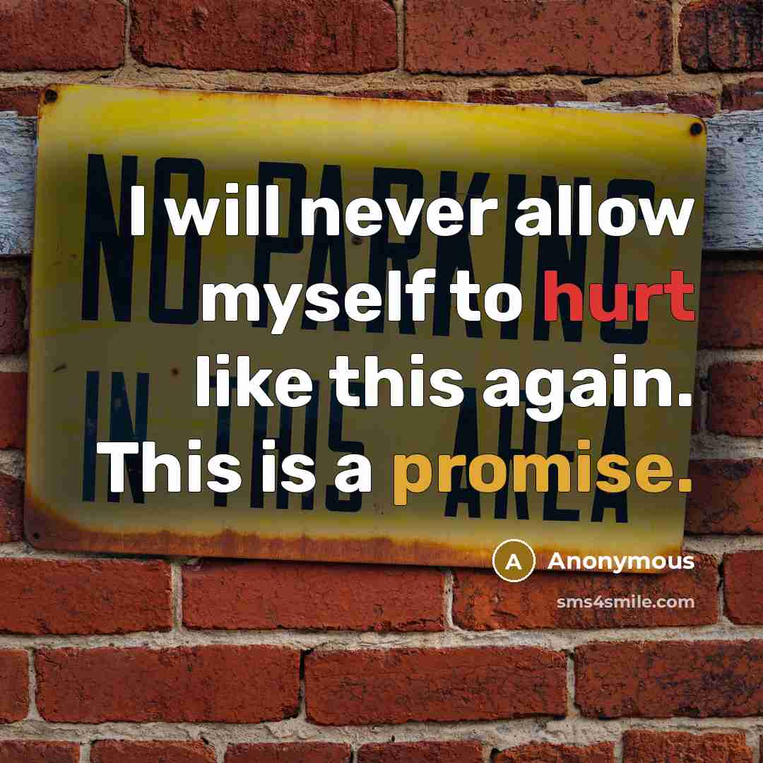 “I will never allow myself to hurt like this again. This is a promise.” quote by Anonymous