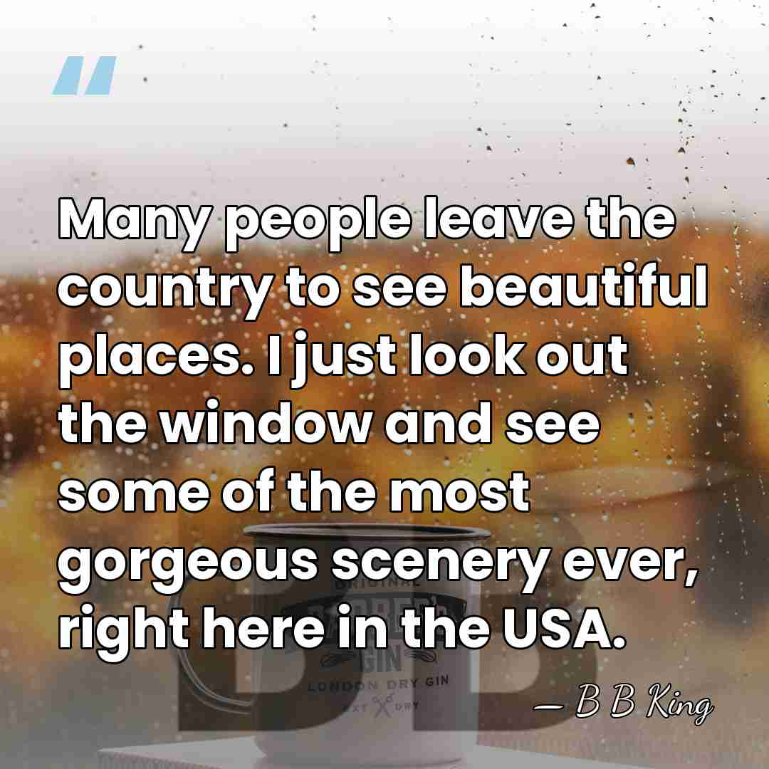 Many people leave the country to see beautiful places. I just look&hellip; - B B King