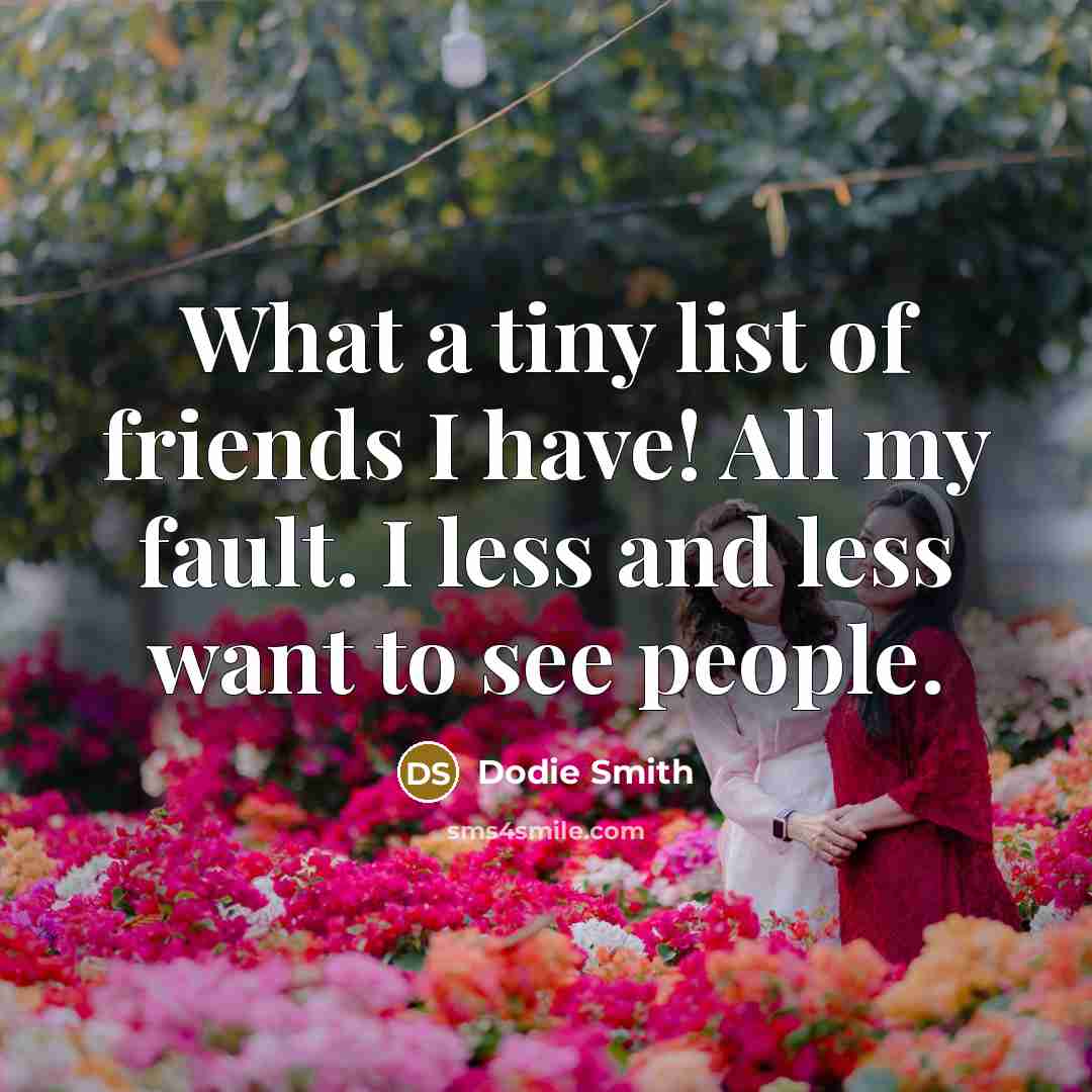 “What a tiny list of friends I have! All my…” quote by Dodie Smith