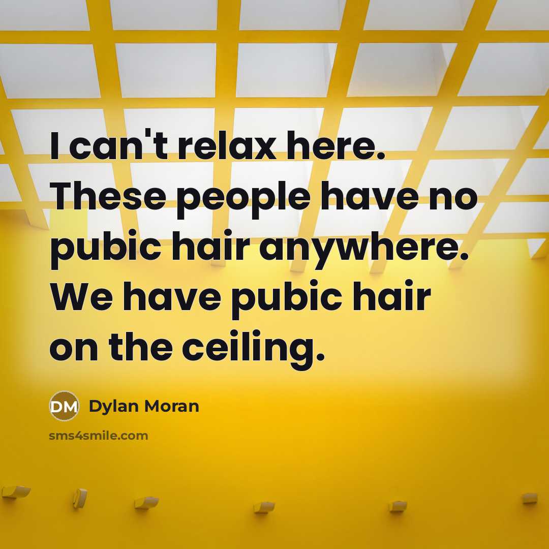 “I can't relax here. These people have no pubic hair…” quote by Dylan Moran