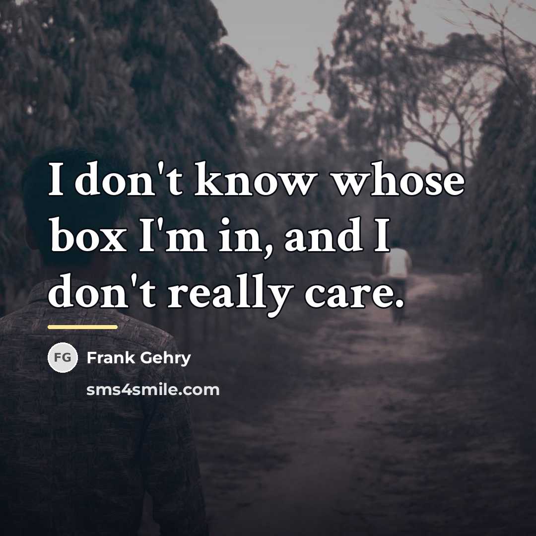 “I don't know whose box I'm in, and I don't…” quote by Frank Gehry