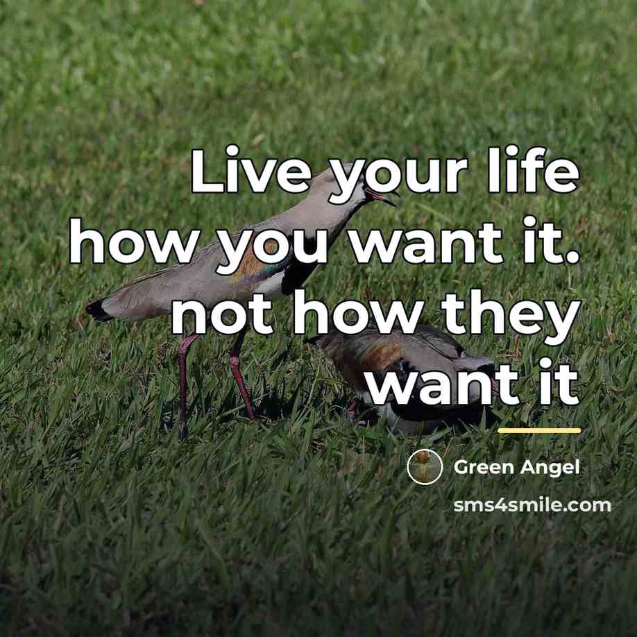 “Live your life how you want it. not how they…” quote by Green Angel