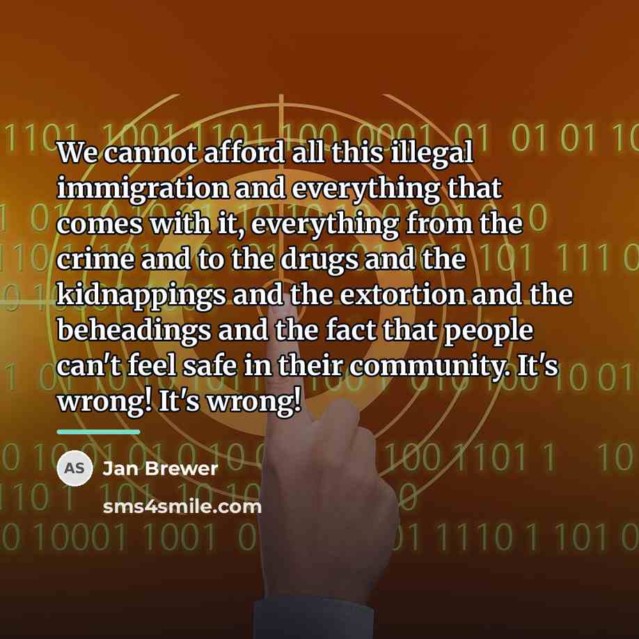 “We cannot afford all this illegal immigration and everything that…” quote by Jan Brewer