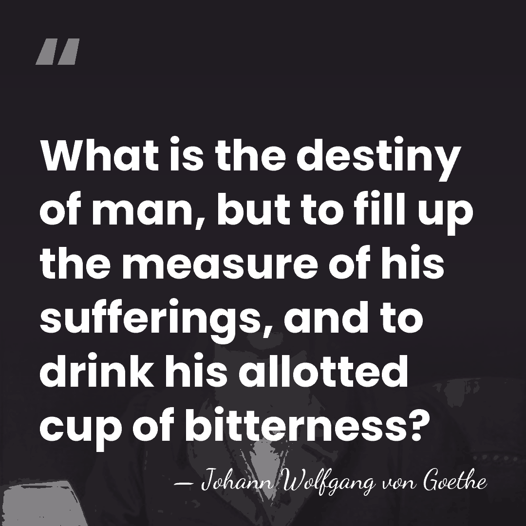 What is the destiny of man, but to fill up the measure&hellip; - Johann Wolfgang von Goethe