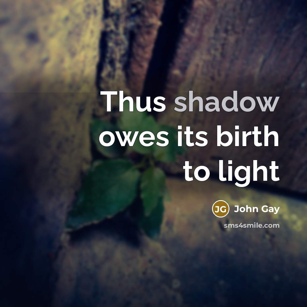 “Thus shadow owes its birth to light…” quote by John Gay