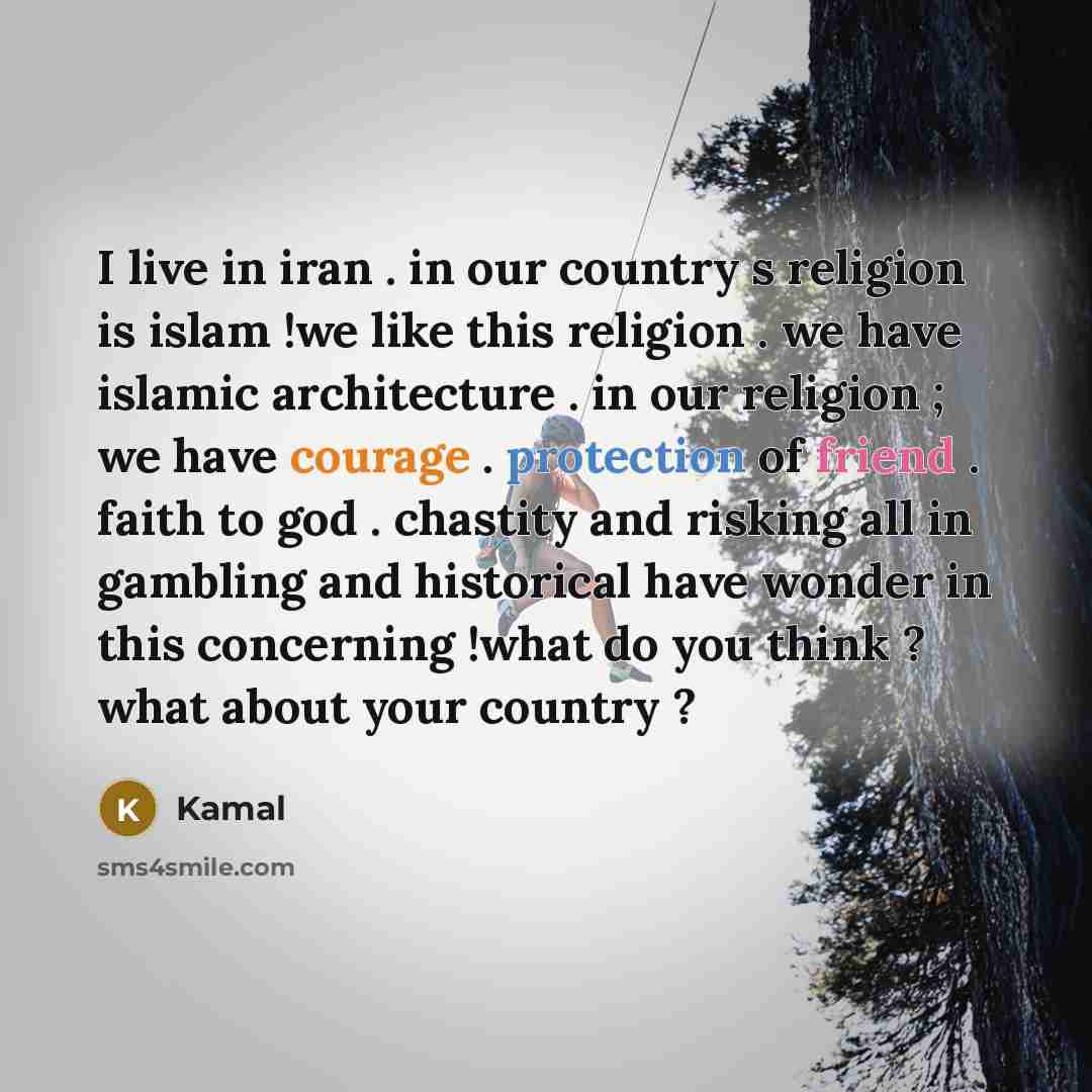 “I live in iran . in our country s religion…” quote by Kamal