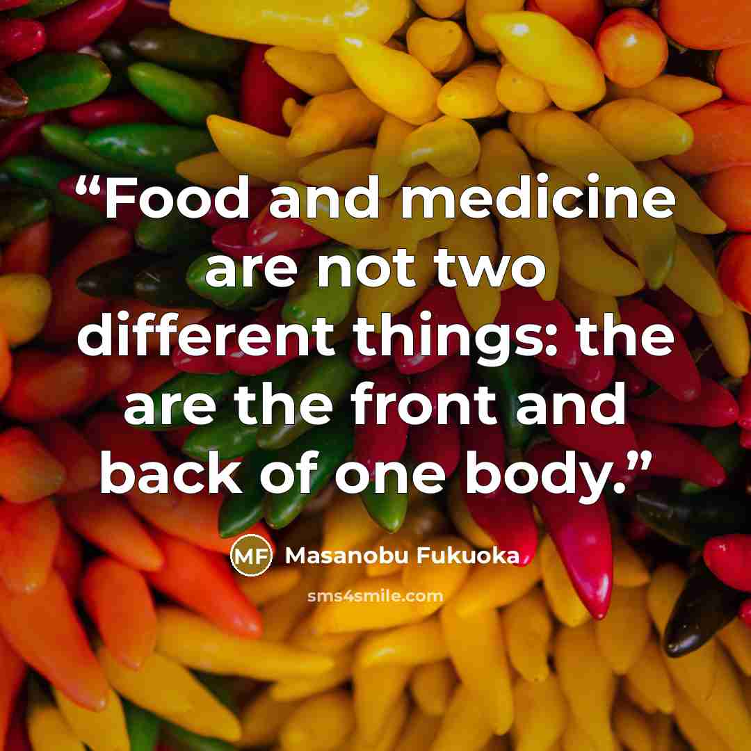 “Food and medicine are not two different things: the are the front and back of one body.” quote by Masanobu Fukuoka