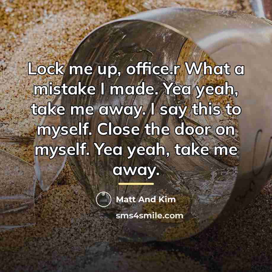 “Lock me up, office.r What a mistake I made. Yea…” quote by Matt And Kim