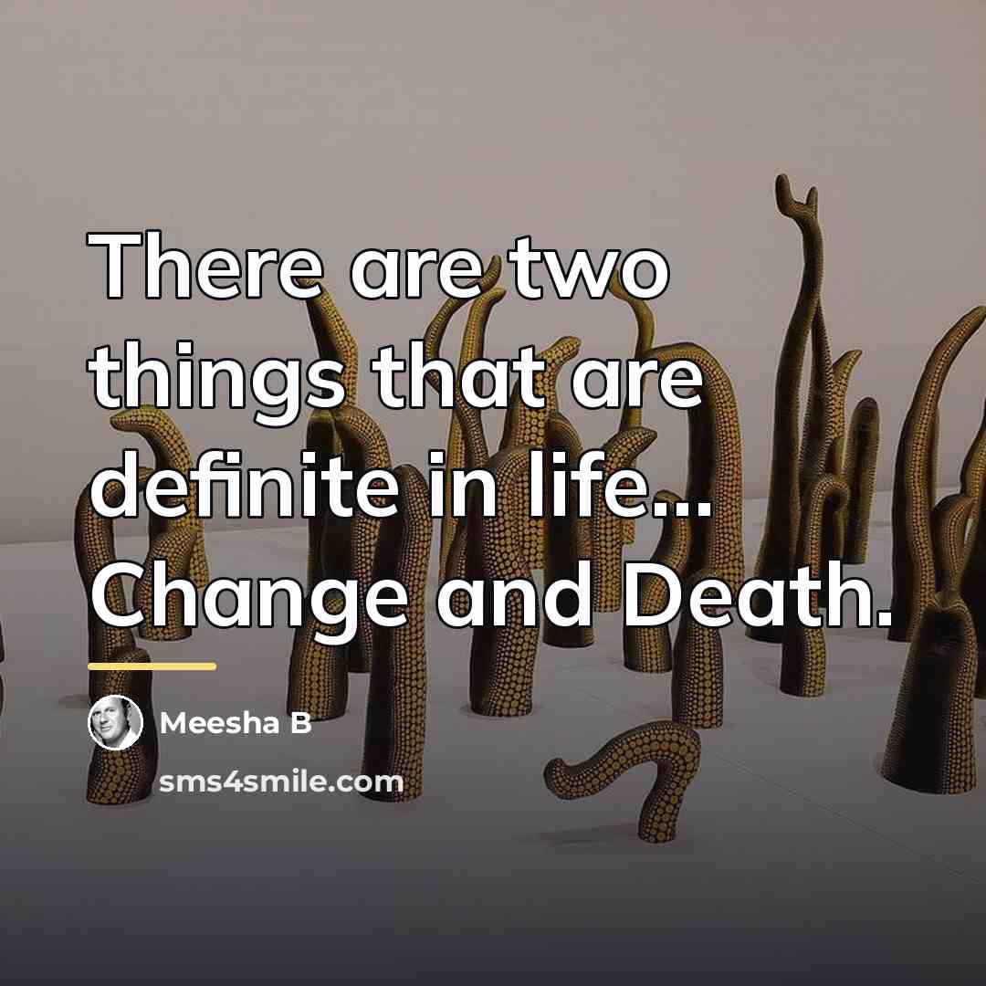 “There are two things that are definite in life... Change…” quote by Meesha B