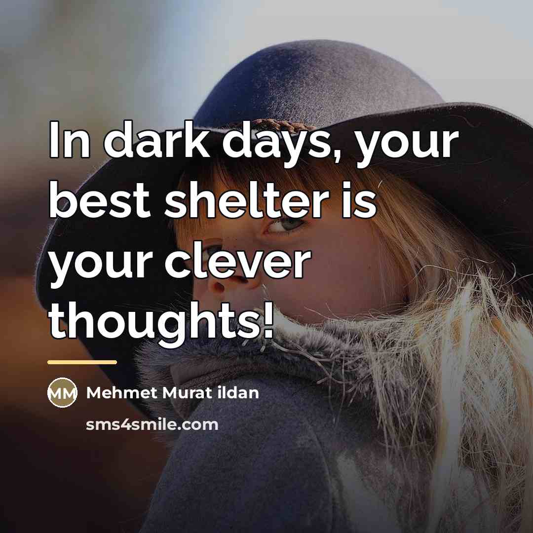 “In dark days, your best shelter is your clever thoughts!…” quote by Mehmet Murat Ildan