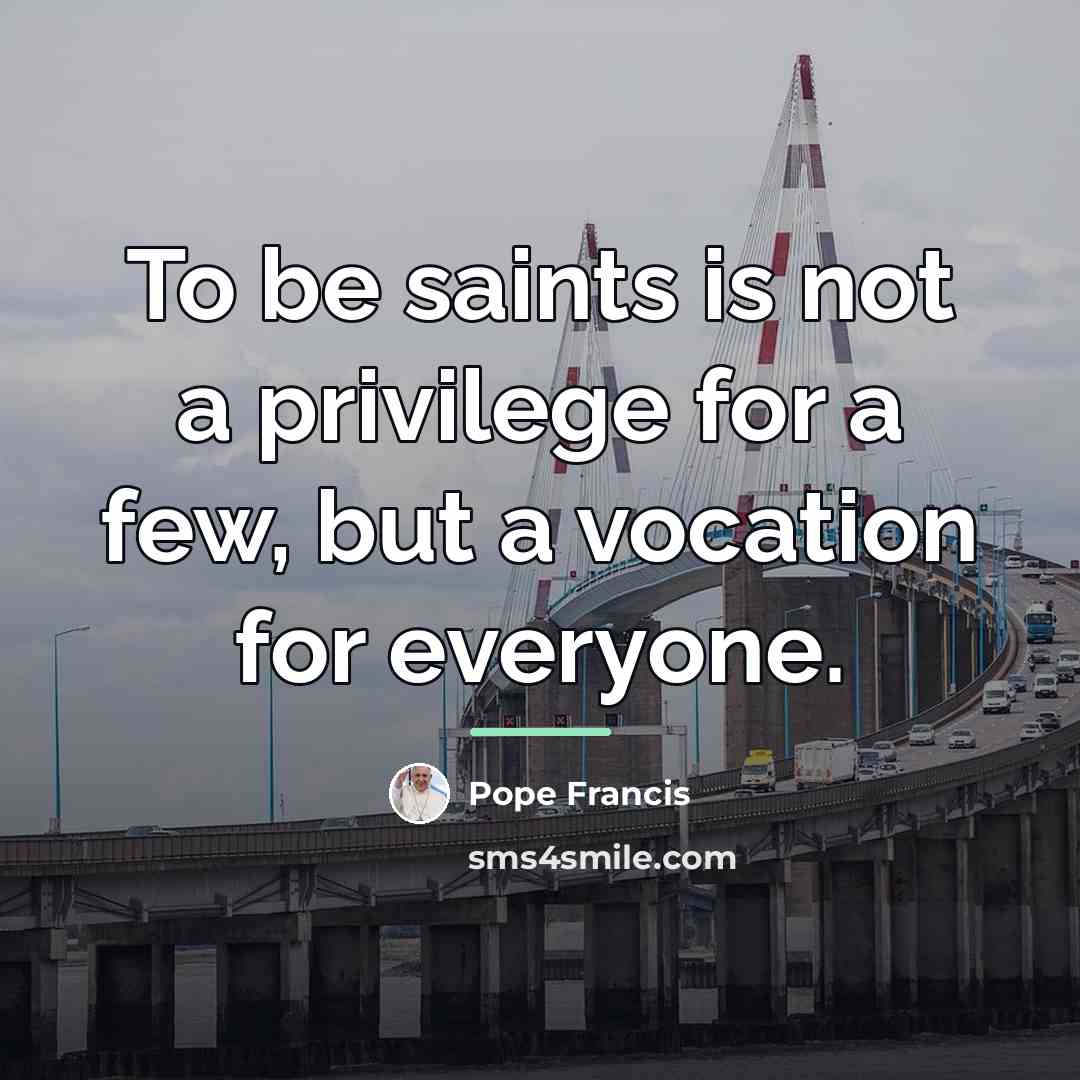 “To be saints is not a privilege for a few,…” quote by Pope Francis