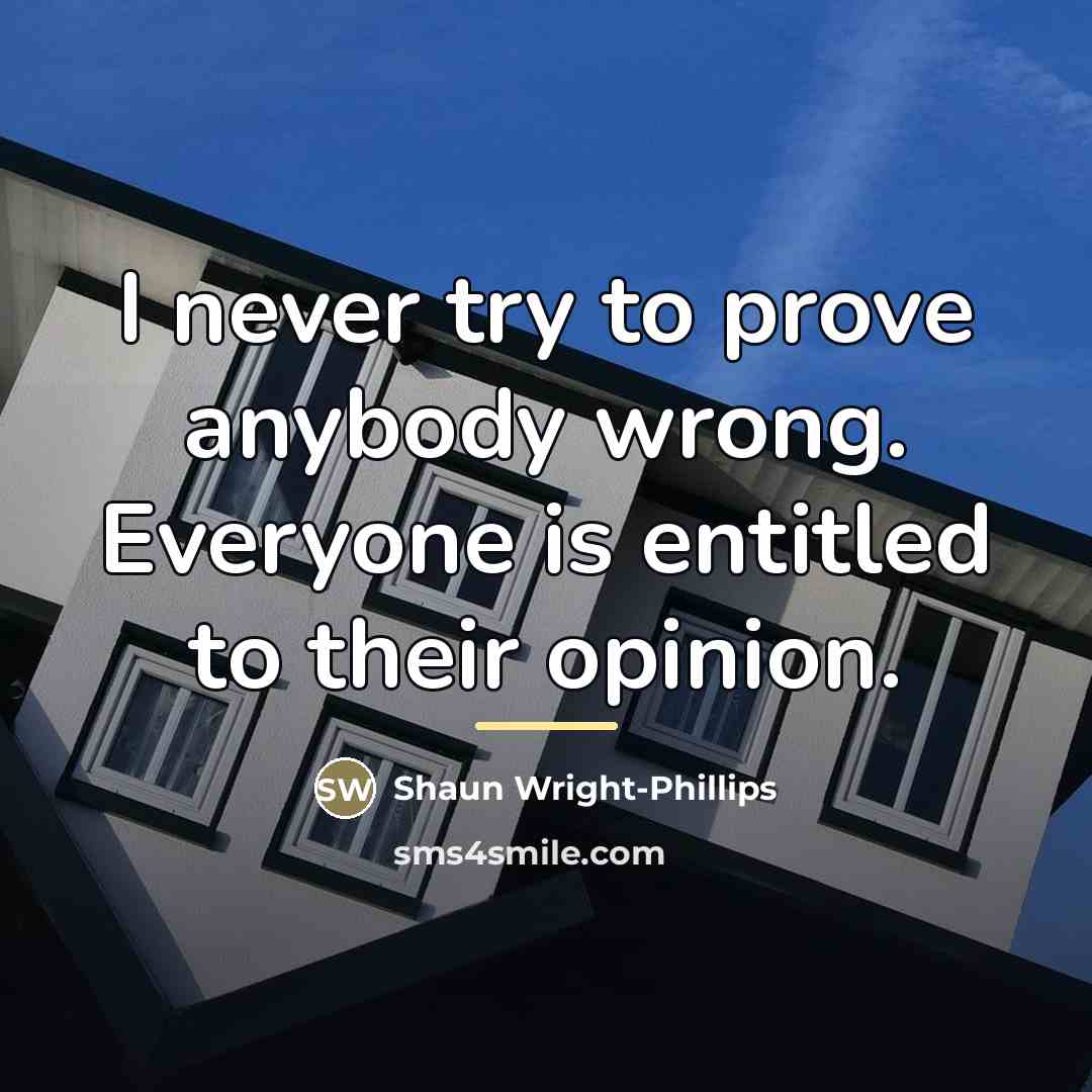 “I never try to prove anybody wrong. Everyone is entitled…” quote by Shaun Wright-Phillips
