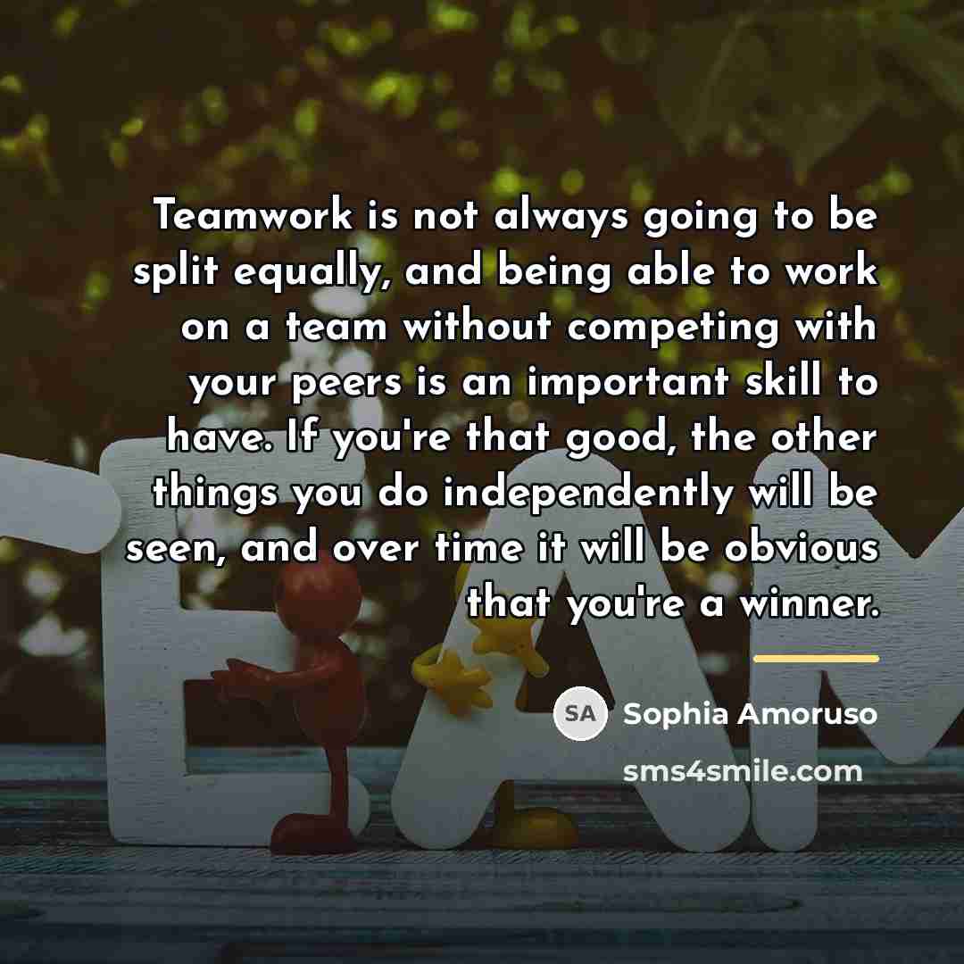 “Teamwork is not always going to be split equally, and…” quote by Sophia Amoruso