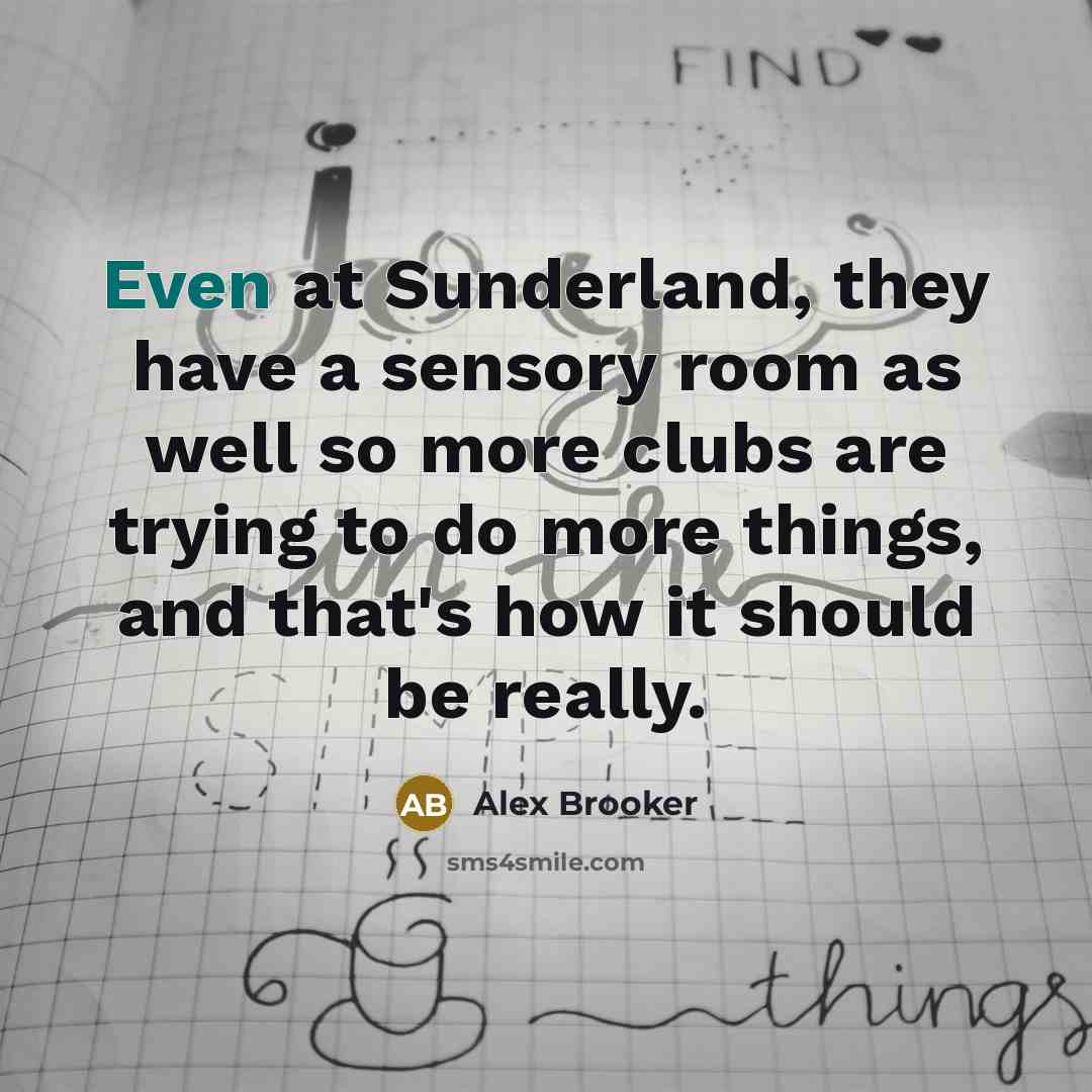 “Even at Sunderland, they have a sensory room as well so more clubs are trying to do more things, and that's how it should be really.” quote by Alex Brooker