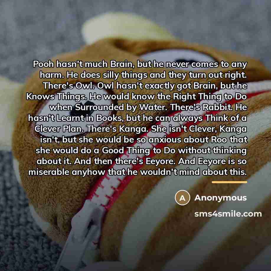 “Pooh hasn't much Brain, but he never comes to any…” quote by Anonymous