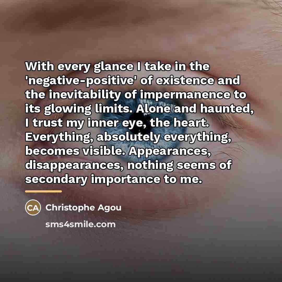 “With every glance I take in the 'negative-positive' of existence…” quote by Christophe Agou