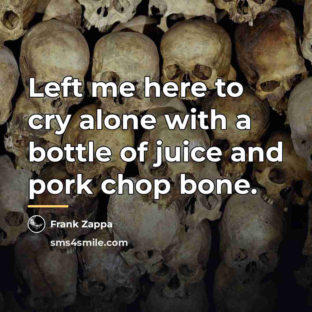 “Left me here to cry alone with a bottle of…” quote by Frank Zappa