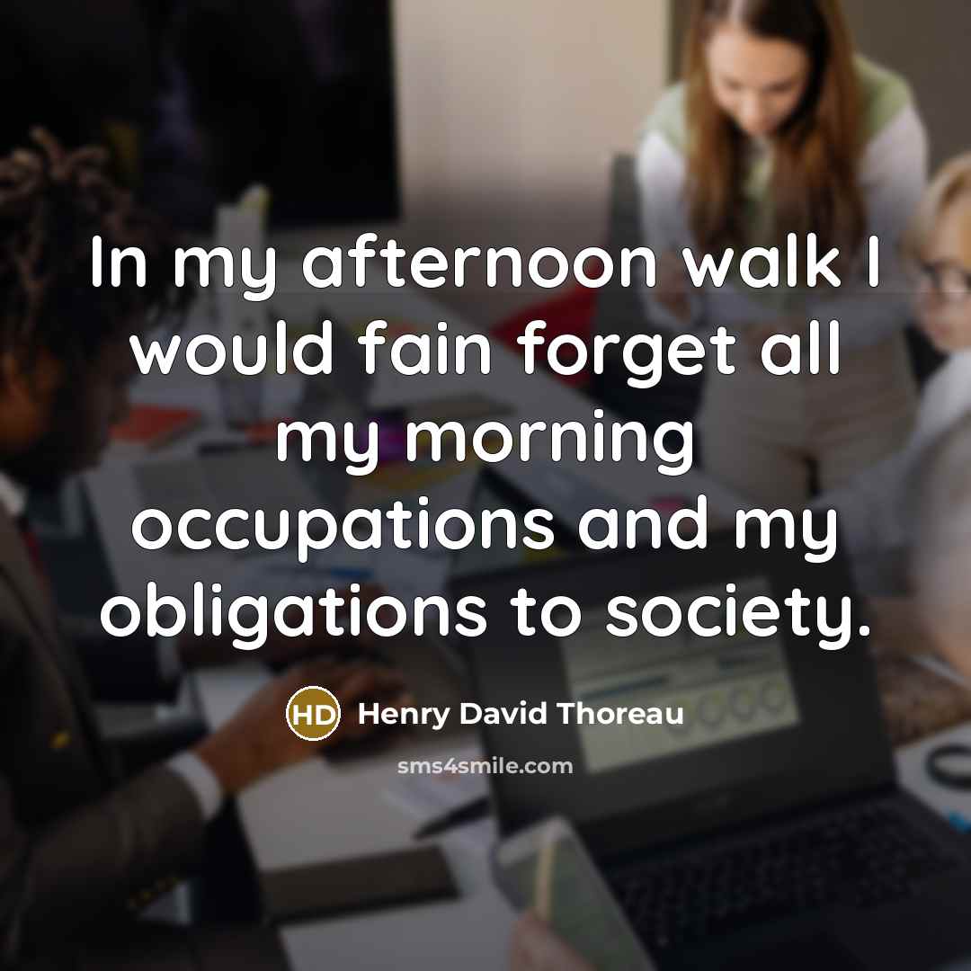 “In my afternoon walk I would fain forget all my…” quote by Henry David Thoreau