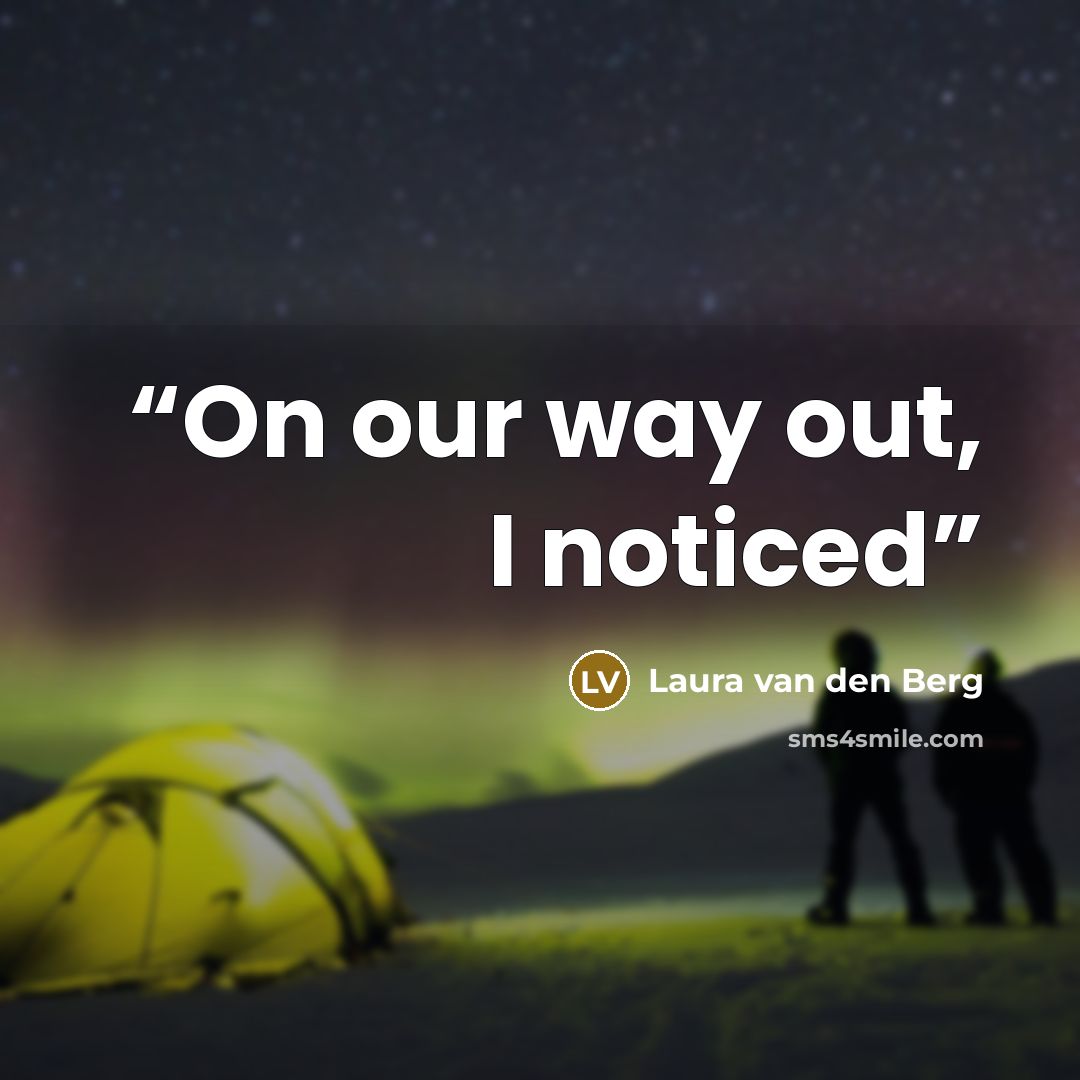 “On our way out, I noticed” quote by Laura van den Berg