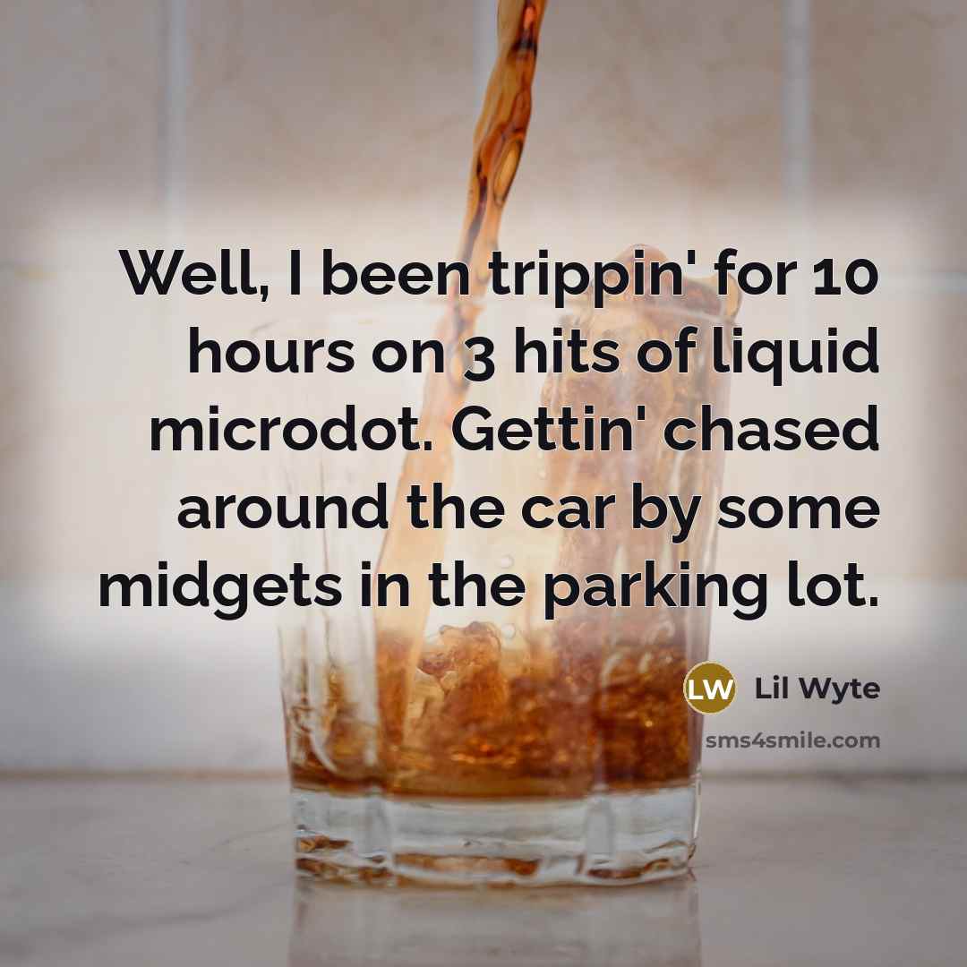 “Well, I been trippin' for 10 hours on 3 hits…” quote by Lil Wyte