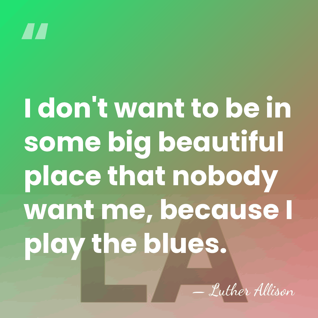 I don't want to be in some big beautiful place that nobody&hellip; - Luther Allison