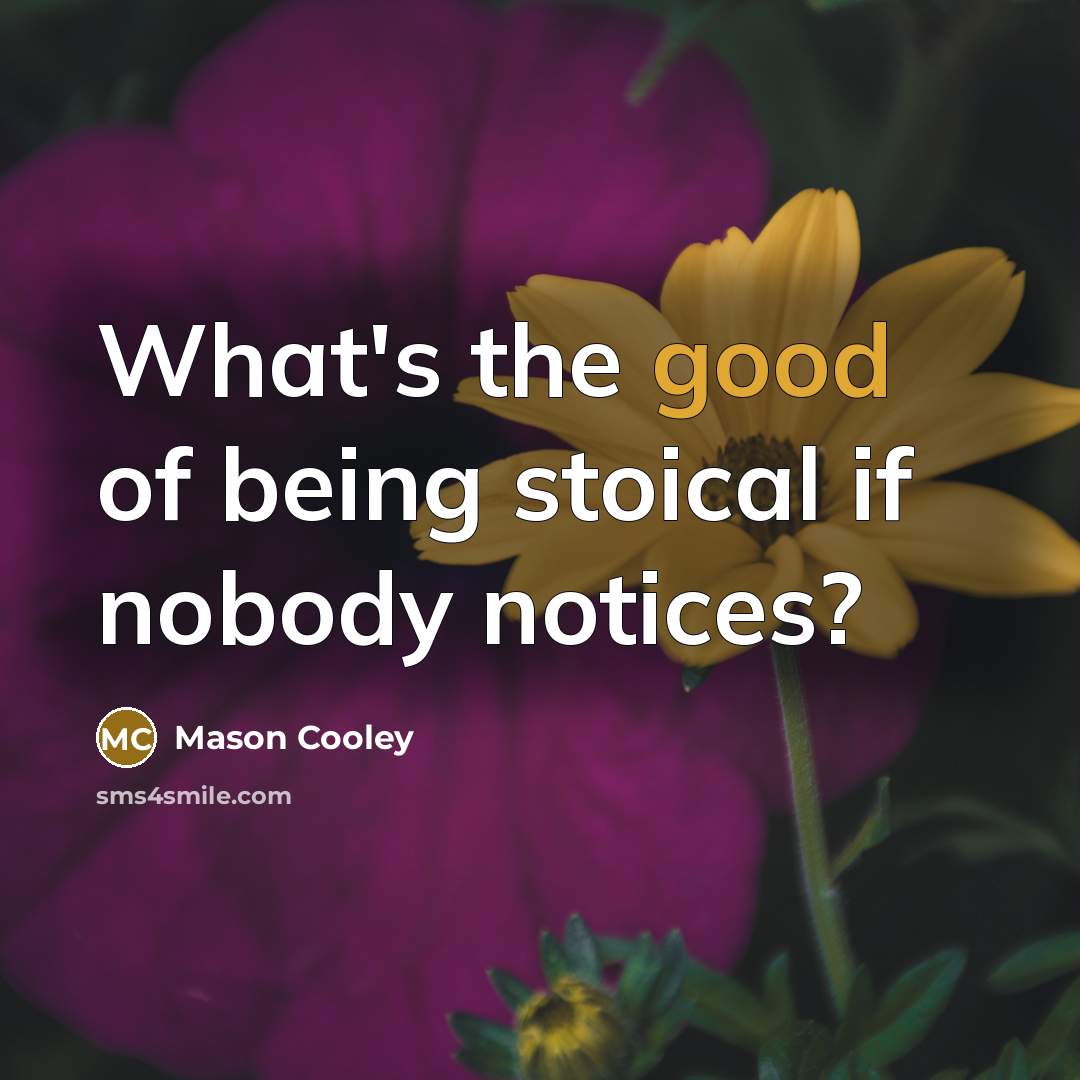 “What's the good of being stoical if nobody notices?…” quote by Mason Cooley