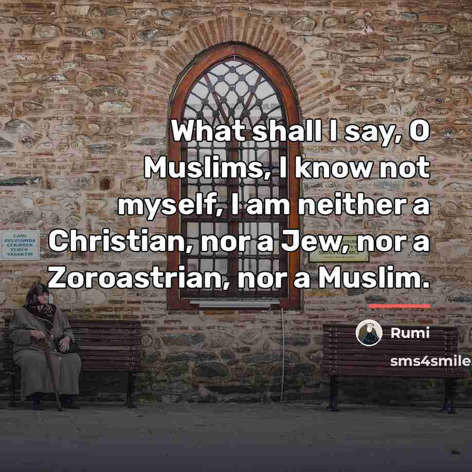 “What shall I say, O Muslims, I know not myself,…” quote by Rumi