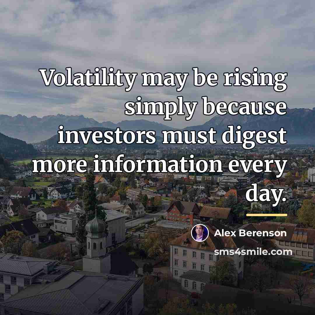 “Volatility may be rising simply because investors must digest more…” quote by Alex Berenson
