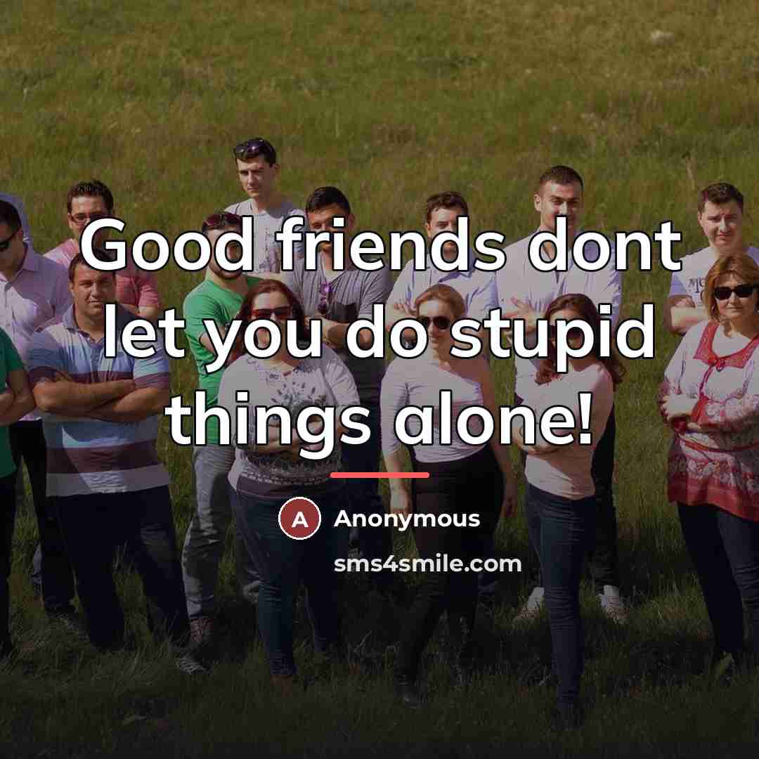 “Good friends dont let you do stupid things alone!…” quote by Anonymous