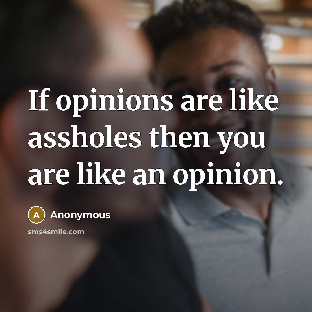 “If opinions are like assholes then you are like an…” quote by Anonymous