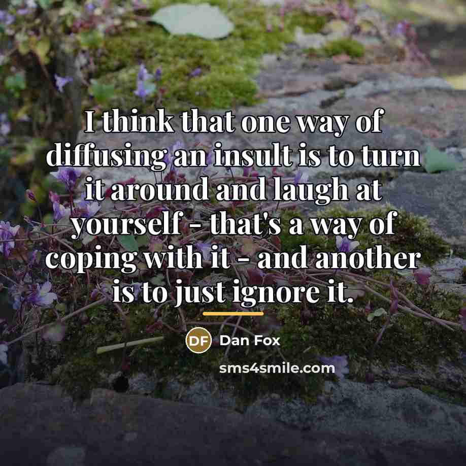 “I think that one way of diffusing an insult is…” quote by Dan Fox