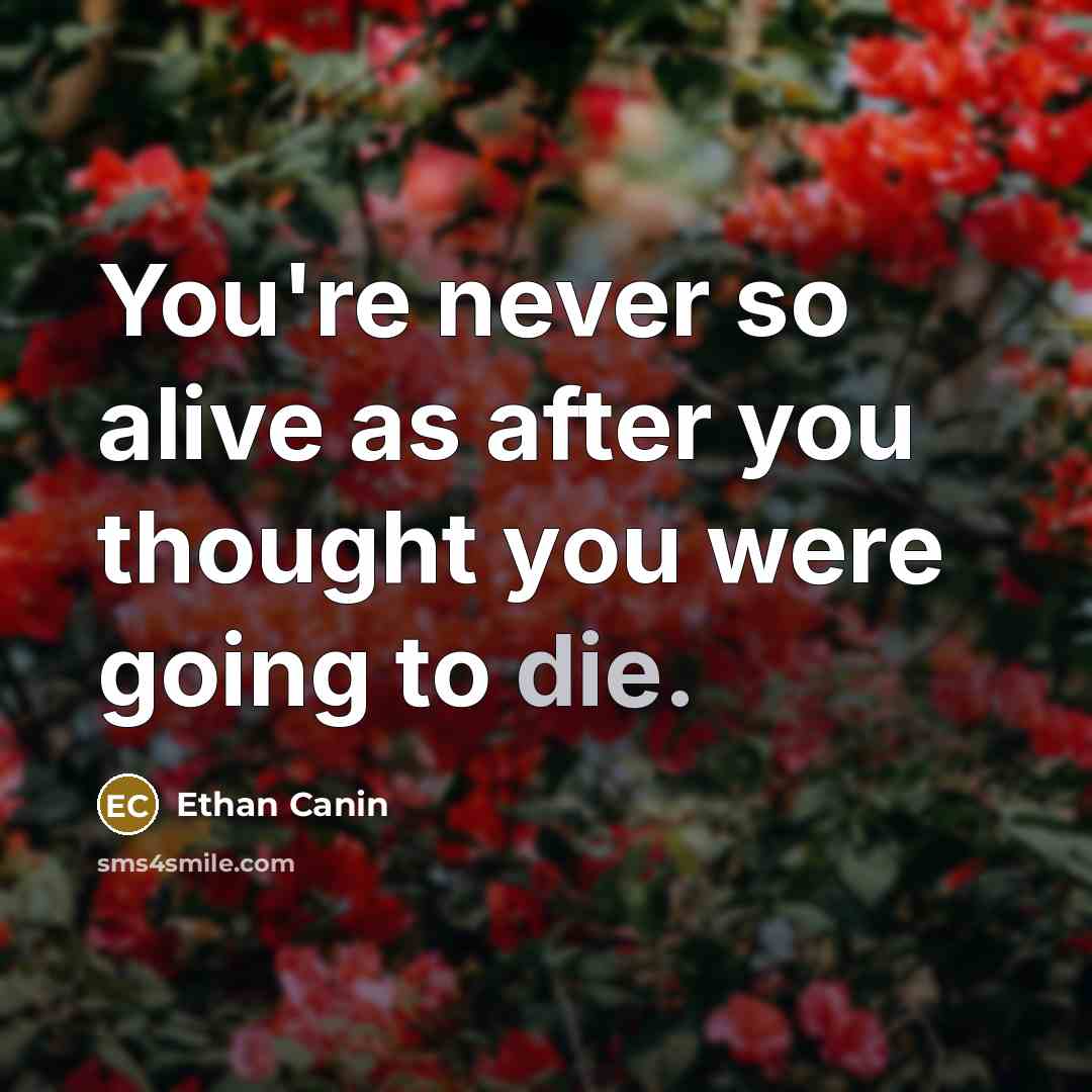 “You're never so alive as after you thought you were…” quote by Ethan Canin