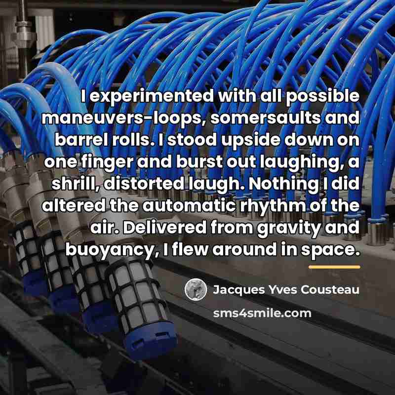 “I experimented with all possible maneuvers-loops, somersaults and barrel rolls.…” quote by Jacques Yves Cousteau