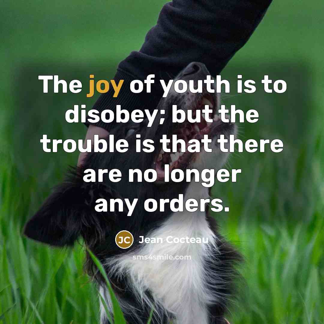 “The joy of youth is to disobey; but the trouble…” quote by Jean Cocteau