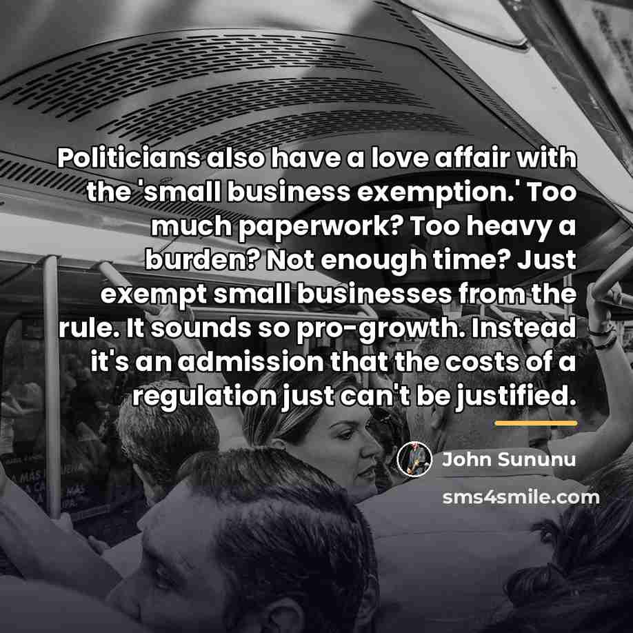 “Politicians also have a love affair with the 'small business…” quote by John Sununu
