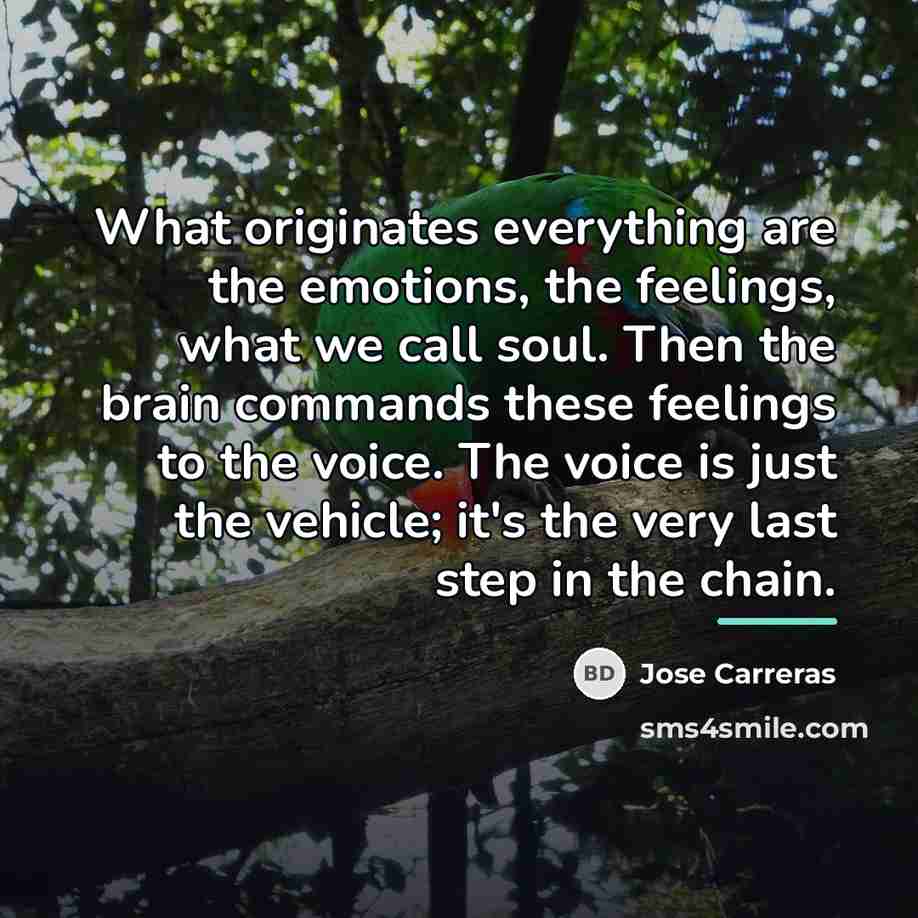 “What originates everything are the emotions, the feelings, what we…” quote by Jose Carreras