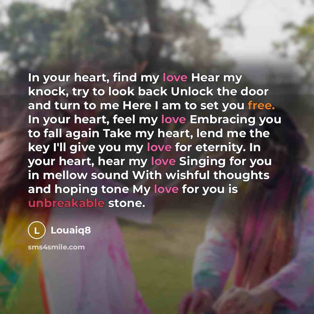 “In your heart, find my love Hear my knock, try…” quote by Louaiq8