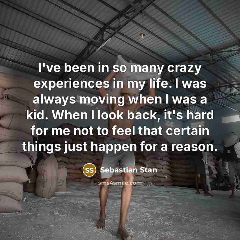 “I've been in so many crazy experiences in my life.…” quote by Sebastian Stan
