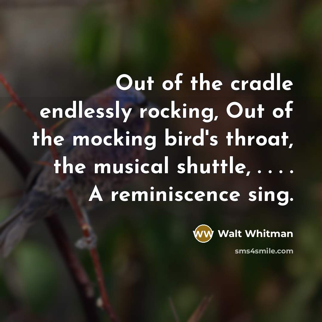 “Out of the cradle endlessly rocking, Out of the mocking…” quote by Walt Whitman