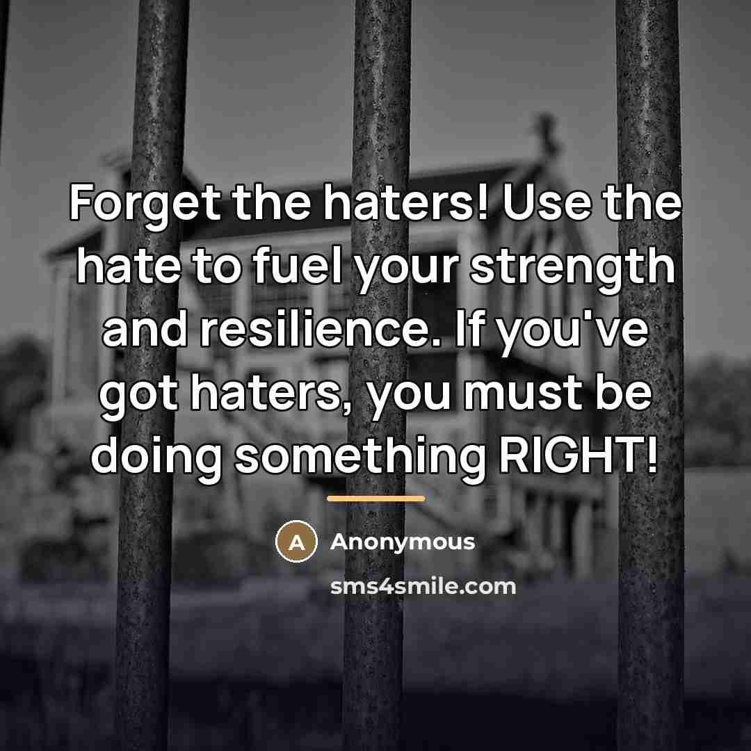 “Forget the haters! Use the hate to fuel your strength…” quote by Anonymous
