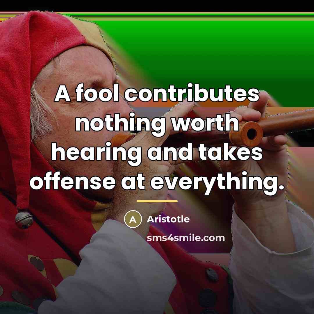 “A fool contributes nothing worth hearing and takes offense at…” quote by Aristotle